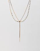 Asos Design Multi Disc Chain Lariat Necklace - Gold