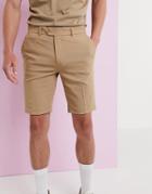 Asos Design Slim Smart Shorts In Stone