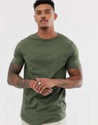 River Island Curve Hem T-shirt In Khaki - Green