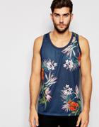 Asos Relaxed Tank With Floral Print - Blue