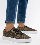 Asos Design Wide Fit Daisy Sneakers In Leopard-multi