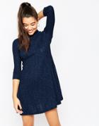 Asos Rib Polo Swing Dress - Navy