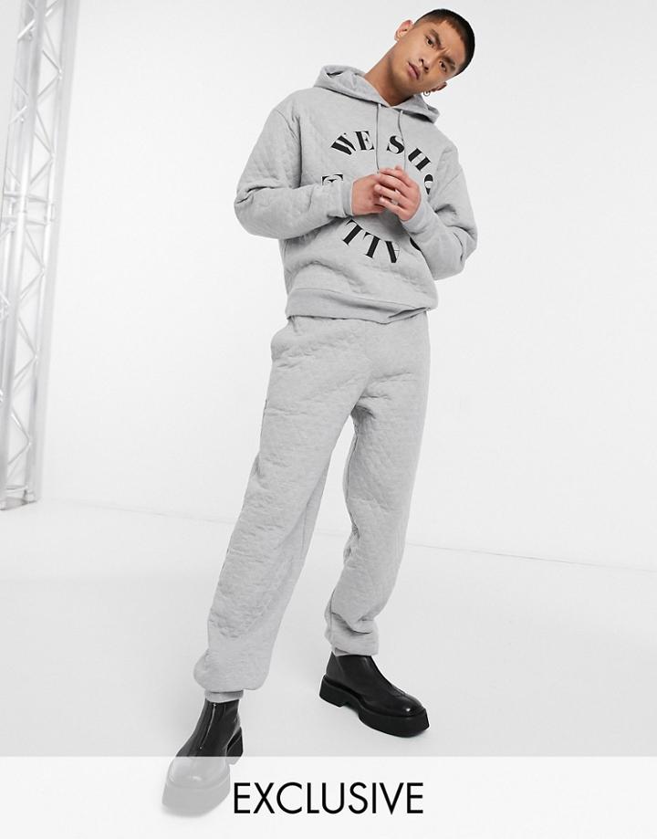 Reclaimed Vintage Inspired Unisex Quilted Sweatpants In Gray-grey