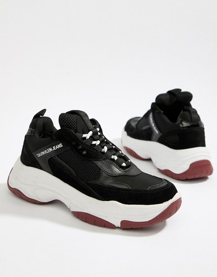 Calvin Klein Black Maya Mesh And Suede Fashion Sneakers