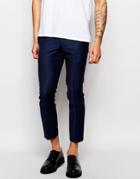 Noak Textured Cropped Pants In Skinny Fit - Navy