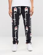 Champion Joggers With All Over Print Script Logo - Black