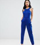 City Goddess Petite Wrap Over Jumpsuit - Blue