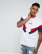 Ellesse T-shirt With Panel Sleeve In White - White