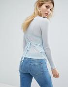 Outstanding Ordinary Tie Back Long Sleeve Top - Blue