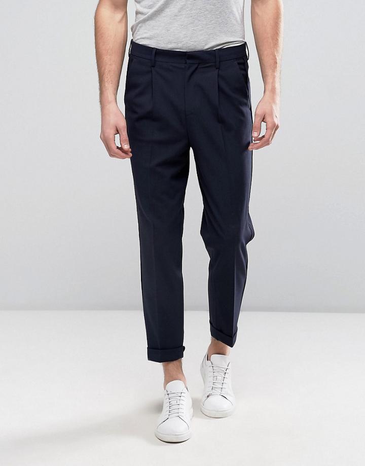 Asos Skinny Tapered Suit Pants In Navy - Navy