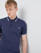 Fred Perry Twin Tipped Polo In Dark Blue - Blue