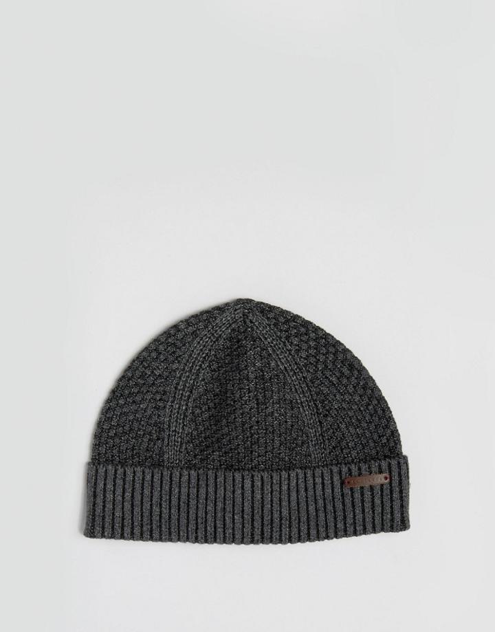 Ted Baker Beanie Hat Waffle Knit - Gray