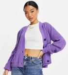 Noisy May Petite Button Up Cardigan In Purple