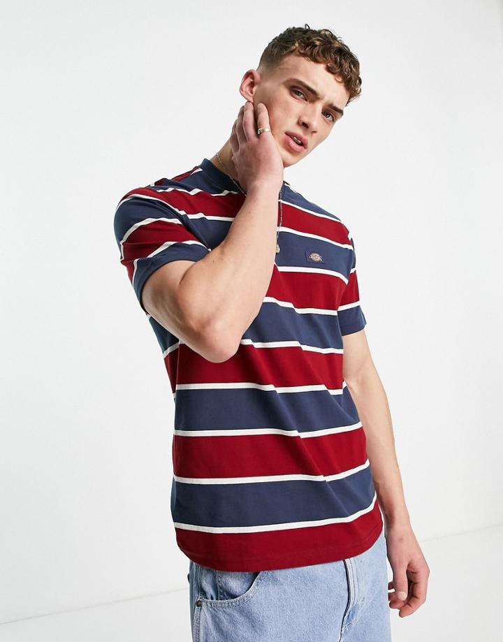 Dickies Oakhaven Striped T-shirt In Blue/red