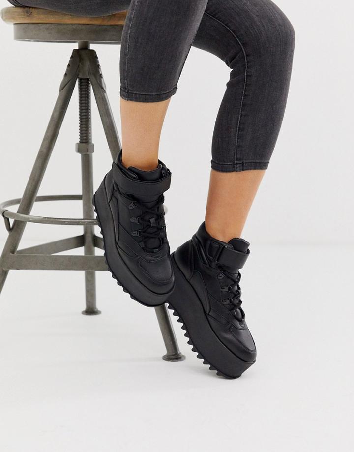 Bershka Eva Flatform Hi Top Sneakers In Black