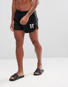 11 Degrees Logo Swim Shorts In Black - Black