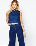 Fashion Union Denim Top With Raw Hem - Thorn