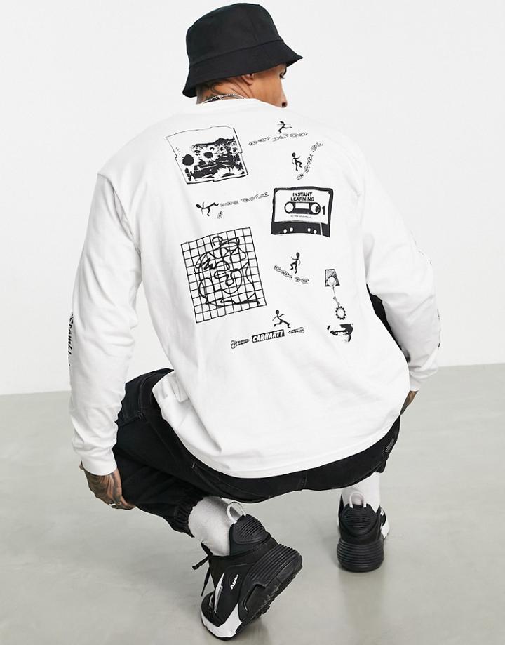 Carhartt Wip Scramble Print Long Sleeve Top In White