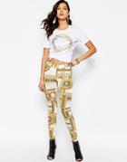 Versace Jeans Stretch Legging With Medal Print - White