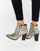 Little Mistress Harlow Glitter Heeled Ankle Boots - Gold