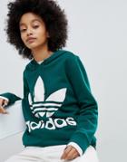 Adidas Originals Adicolor Trefoil Hoodie In Green - Green