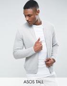 Asos Tall Textured Bomber Jacket In Pale Gray - Gray