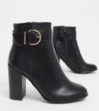Asos Design Wide Fit Retreat Heeled Ankle Boots In Black