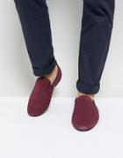 Frank Wright Slipper Shoes In Burgundy Quilted Suede - Blue