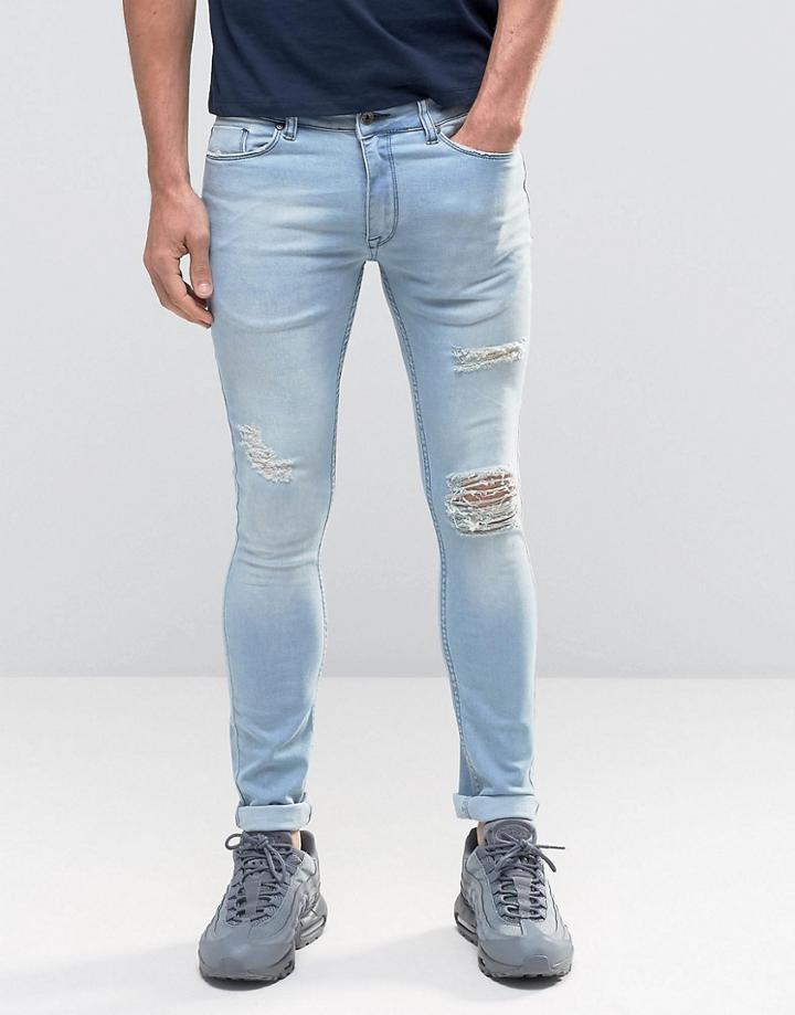 Kubban Denim Tapered Jean Ripped Stonewash - Blue