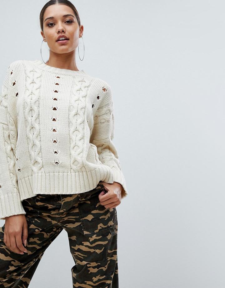 Prettylittlething Textured Sweater In Stone - Stone