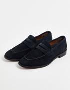 Asos Design Navy Suede Penny Loafers