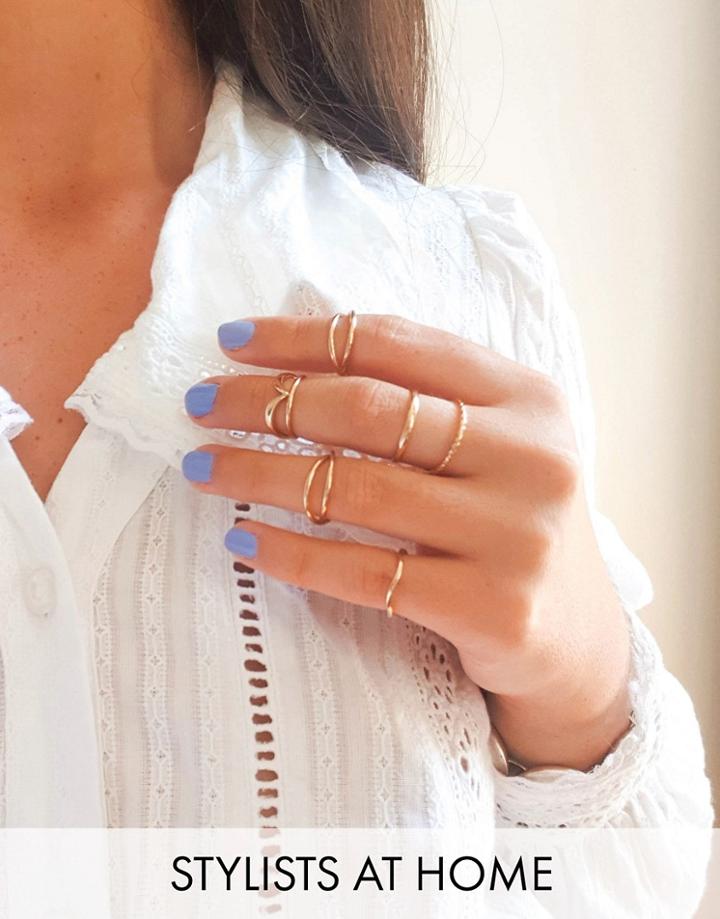 Topshop Minimal Ring Multipack In Gold