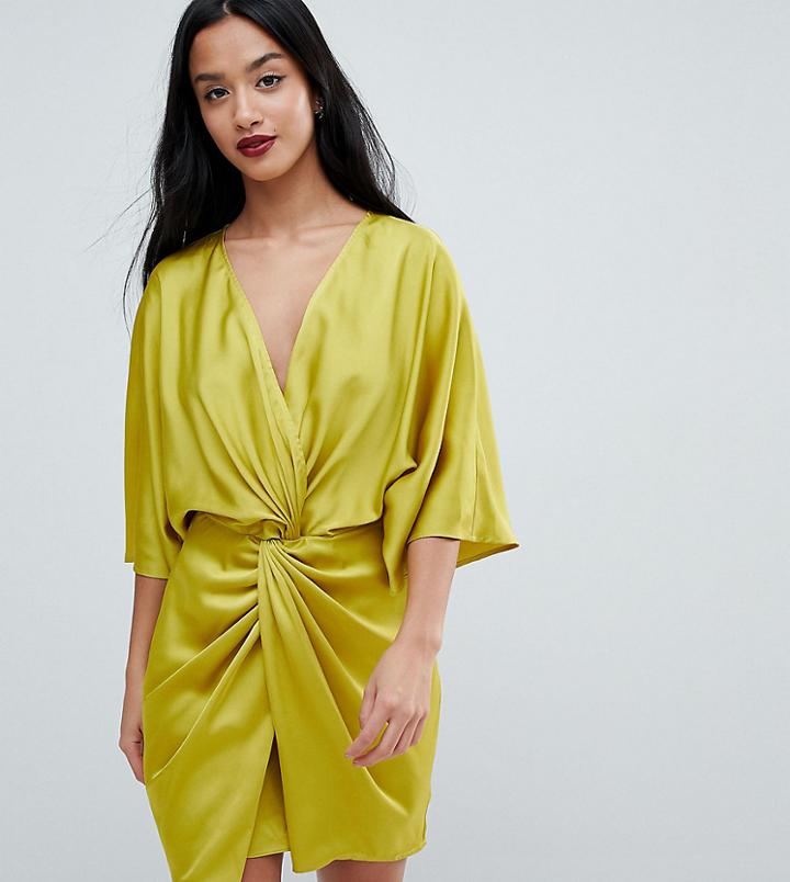 Asos Petite Kimono Twist Front Mini Dress - Blue