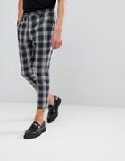Noose & Monkey Tapered Cropped Check Pants - Gray