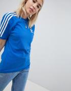 Adidas Originals 3 Stripe T-shirt In Blue - Blue