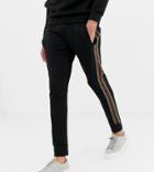 Le Breve Tall Taped Stripe Joggers - Black