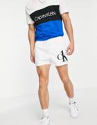 Calvin Klein Short Drawstring Swim Shorts In White