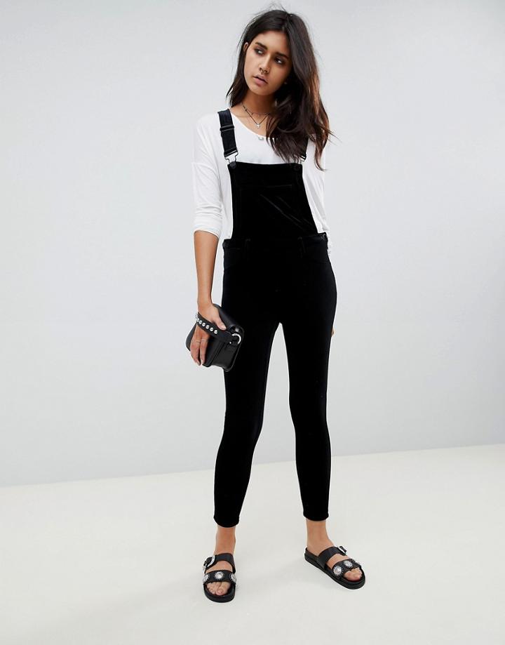 Blank Nyc Slim Velvet Overalls - Black
