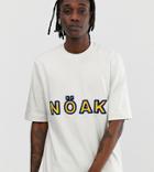 Noak Oversized T-shirt With Towelling Logo And High Neck-white