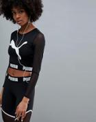 Puma Exclusive To Asos Active Long Sleeve Mesh Top In Black - Black