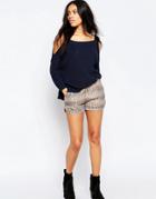 Brave Soul Dophin Shorts In Zig Zag Print - Multi