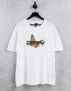 Good For Nothing Oversized T-shirt In White With Butterfly Print