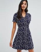 Poppy Lux Vivi Tulip Print Tea Dress - Blue