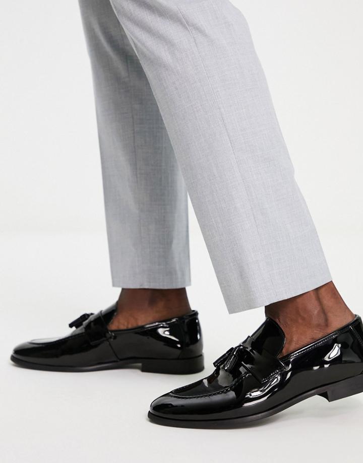 River Island Patent Tassle Loafers In Black