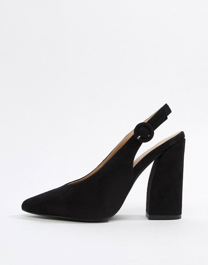 Raid Brook Black Sling Back Block Heeled Shoes