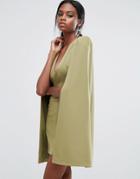 Lavish Alice Cape Mini Dress With Split Back - Green