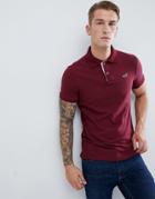 Hollister Solid Core Polo Seagull Logo Slim Fit In Burgundy - Red