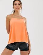 Asos 4505 Split Back Tank With With Mesh Detail-orange