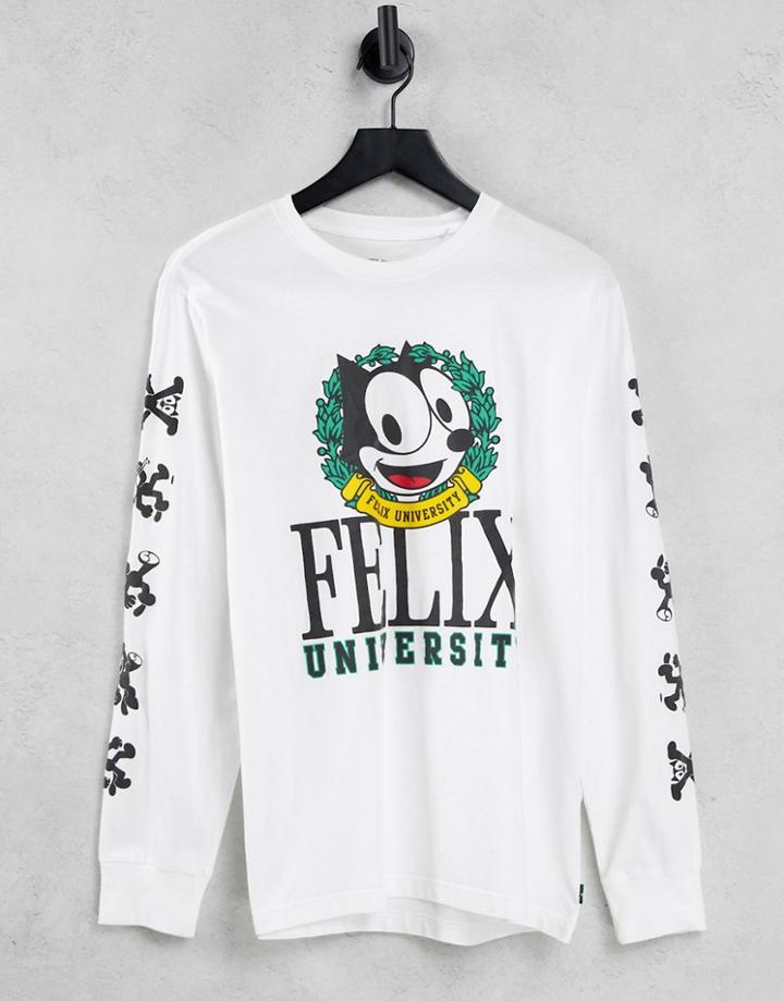 Levi's X Felix The Cat Capsule Long Sleeve T-shirt In White With Large Logo