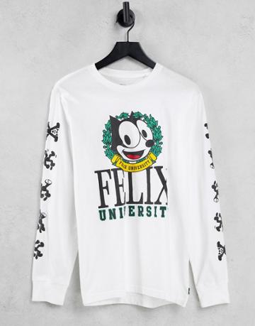 Levi's X Felix The Cat Capsule Long Sleeve T-shirt In White With Large Logo